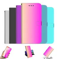 Mirror Surface Leather Wallet Cases for Samsung S23 PLUS S22 Ultra A24 A34 A54 A14 A23 A13 A33 A53 A73 5G iphone 14 pro max 13 Gradient Holder Card ID Flip Cover pouch