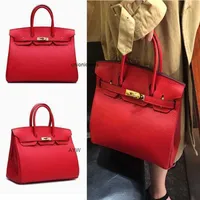 Designers Handbags Birkin Designer Bags Version Large Capacity Leather Women's 2023 New Lizhi Pattern Bride Handbag Ayw AHYP