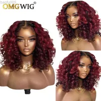 Synthetic Wigs 1B99J Body Wave 13x6 Lace Frontal Wig For Black Women Brazilian Remy Human Hair 13x4 Lace Frontal Wig PrePlucked 99J Short Wigs W0328