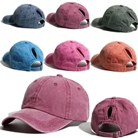 Party Favor Ponytail Baseball Cap Women Vacation Hat Washed Cotton Comfort Spring Adjustable Casual Sport Caps RRA4719