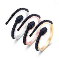 Wedding Rings FYSARA Retro Style Couple For Women Zircon Mosaic Black Snake Stainless Steel Open Anillo Lucky Jewelry Gift Wholesale