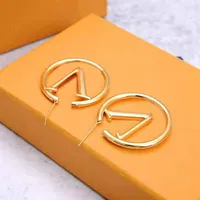 New Fashion Womens Big Circle Simple Earrings Gold Hoop Earrings for lady Woman Party Wedding Lovers gift engagement Jewelry for B201Y