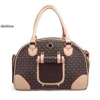 JH Luxury Fashion Dog Carrier PU Leather Puppy Handbag Purse Cat Tote Bag Pet Valise Travel Hiking Shopping Brown Large276Z
