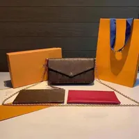 Designers Women Wallet Fashion Purse 3 Pcs Set Luxury Designer Wallets With Chain Shoulder Bag PU Women's Handbag338U