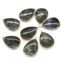 Charms Natural Stone Pendants Flash Labradorite Water Drop Shape Gemstone Exquisite For Jewelry Making DIY Necklace Accessories