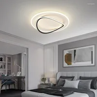 Ceiling Lights Led Lamps Modern Minimalist Bedroom Decorative Black Gold Wrought Iron Acrylic Chandeliers Brightness Adjustable