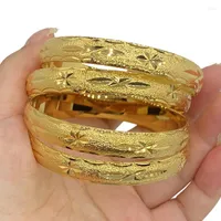 Bangle 4 Pieces Dubai Fashion Women girl Wedding Bridal Bangles 24k Gold Color Jewelry Africa Arab Jewely Party Gifts