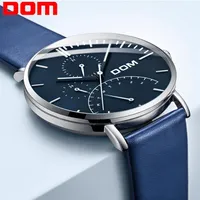 DOM Casual Sport Watches for Men Blue Top Brand Luxury Military Leather Wrist Watch Man Clock Fashion Luminous Wristwatch M-511229C