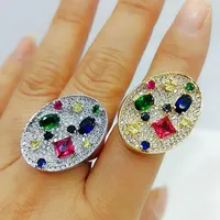 Wedding Rings GODKI Luxury Geometry Big Bold With Zirconia Stones 2023 Women Engagement Party Jewelry High Quality