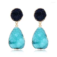 Dangle Earrings Geometric Pendant For Women Round Resin Stone Charms Quartz Crystal Drop Earring Fashion Jewelry