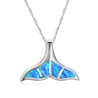 Blue Fire Opal Whale Tail Pendant In 100% 925 Sterling Silver Sea Life Jewelry For Womens Neckalce Gift237G