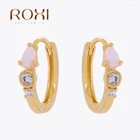 Hoopörhängen Roxi S925 Sterling Silver Ear Buckle Geometry Pink Opal White Zircon Oval Orecchini Argento 925 Earring