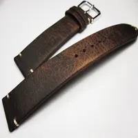 18mm 19mm 20mm 21mm 22mm Handmade High Quality Thin Vintage Crazy Horse Genuine Leather Watchband Wristband Brown Watch Straps228G