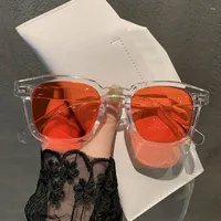 Sunglasses Fashion Brown Oversized Woman Brand Designer Vintage Square Sun Glasses Big Frame Gradient Shades