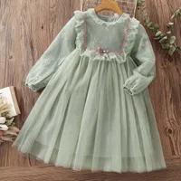 Girl's Dresses Embroidery Lace Dresses for Girls Party Elegant Dress Kids Princess Costume Teenagers Children Clothes Vestidos 6 8 10 12 Years P230327