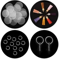 20Pcs Acrylic Transparent Circle Discs Key Chains Round Acrylic Keychain Blanks Tassel Pendant Keyring Jewelry Making1297H