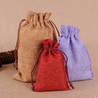 10 PC Bolsas de lino natural para embalaje de joyas bolsas de arpillera con cordn para regalo de boda y Navidad 10x14 13x18 15x20cm 100 piezas Z0327