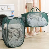 Other Laundry Products Folding Laundry Basket with Handle Clothes Toy Storage Basket Hollow Mesh Breathable Household Laundry Hamper Sundries Organizer 230328