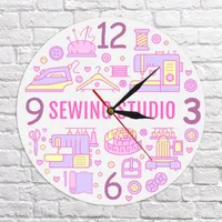Wall Clocks Quilting Sewing Printed Clock Vintage Studio Art Decorative Watches Decor For Crafting Supplies Room