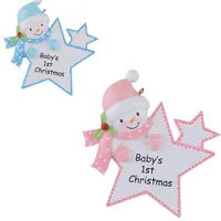 Maxora Personalized Baby First Christmas Ornaments Blue Boy Pink Girl Star As Craft Souvenir For Natal Baby Gifts184l