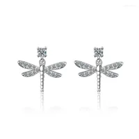 Dangle Earrings Sole Memory Literary Creativity Zircon Mini Cute Fresh Dragonfly Silver Color Fashion Female SEA496