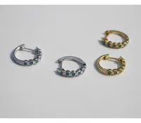 Hoop Earrings 925 Sterling Silver Earring Fashion White Blue Zircon Round Ear Ring Bone Buckle Wild Simple Trend Boy Girl Jewelry
