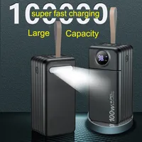 Two-way Fast Charging Power Bank 100000mAh 4 USB Output Poverbank External Battery with Flashlight For iPhone 1314 Xiaomi Huawei
