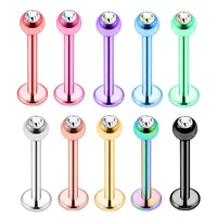 Tragus Helix Bar 3mm Ball Stainless Steel Labret Lip Bar Nose Stud Ear Cartilage Piercing Body Jewelry 10 colors wholesales mix