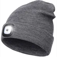 Unisex USB Rechargeable Sports 4 LED Hands Beanie Light Hat288f
