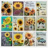 Sunflower Vintage Metal Tin Sign Rustic Farmhouse Wall Home Decor for Living Room Garden Wall Art Painting Plaques 30X20cm W03