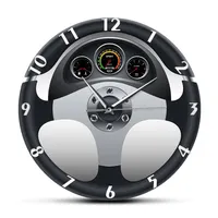 Sport Car Steering Wheel and Dashboard Printed Wall Clock Automobile Artwork Home Decor Automotive Drive Auto Style Wall Watch LJ2225n