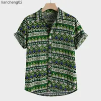 Men's Casual Shirts Green Men's Hawaiian Vacation Beach Shirt Top Print Button Shirt Top Vintage print Casual Short Sleeve W0328