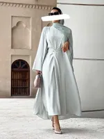 ملابس عرقية الربيع المسلمة فستان Abaya يضع نساء 3 قطعة Nida الديكور A-Line Maxi Kimono Jubah Robe Abayas Vestidos Islamic Clothing 230328