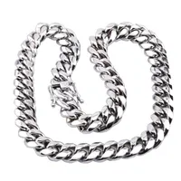 Miami Cuban Link Chain Necklace Men Hip Hop Gold Silver Necklaces Stainless Steel Jewelry272v