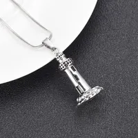 LkJ10012 The Lighthouse Cremation ashes turned into jewelry Stainless Steel Men Keepsake Memorial Urn Pendant For Dad151n