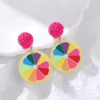 Dangle Earrings Creative Colorful Pizza Round For Women Niche Design Acrylic Fashion Accessories Jewelry Gift