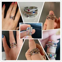 Wedding Rings Colorful Cubic Zirconia Delicate Women Ring Jewelry Bridal Band Fashion Cross Geometric CZ Dancing Party