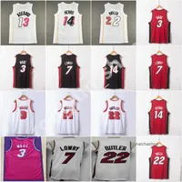 2022-23 Jersey de baloncesto Jimmy 22 Butler Tyler 14 HERRO DWYANE 3 Wade Bam 13 Ado y bordado Bordado Blanco Rojo Camas
