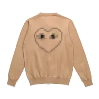 Designer Men's Sweaters Play Com Des Garcons CDG Crew Neck Cardigan Gold Heart Khaki Button Wool Women Size M