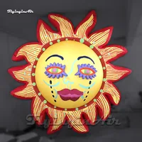 Artistic Hanging Large Inflatable Burning Sun Model Flower Style Balloon With Face For Party Decoration