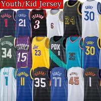 자수 청소년 아이 6 James 23 LeBron Basketball Jerseys Kevin Durant Stephen Curry Lillard Carter Bryant Doncic Michael Booker Iverson Wade Bird Youth Jersey