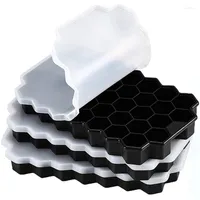 Baking Moulds 3 Pack Silicone Small Ice-Cube Trays With Removable Lid Easy-Release & Flexible Hexagonal 37-Ice-Cube Molds