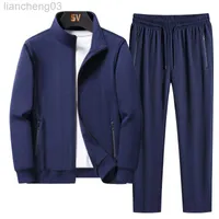 Men's Tracksuits Men's Sportswear Plus Size M-8XL Men's Sportswear 2023 Blazer Two Piece Men's Zipper Coat Pants Men's Suit W0328