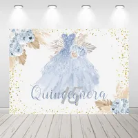 Party Decoration Happy 15th Birthday Backdrop For Quinceanera Decor Banner Blue Boho Sweet Girl Mis Quince Anos Po Background