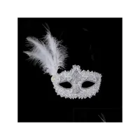 Party Masks Ladies Christmas Ball Mask Sexy Lace Leather Feather With Little Hat Venetian Gc1848 Drop Delivery 202 Dhcu4