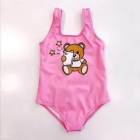 Summer Girls Cartoon Bear One-Pieces Bikini Swimsuit Kids Toddlers Bathing Suits Baby Girl Beach Swimwear Children Swimming Wear255U