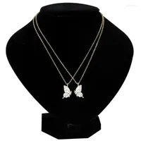 Chains Fashion Color Butterfly Pendant Necklace Stainless Steel Clavicle Chain Women Clothes Jewelry Accessories