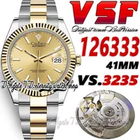 2023 SBF126333 3235 VSA3235 Automatyczna męska zegarek 41 mm Fled Bezel Gold Targ Stick Yellow Gold Srebrny Srebrny SS 904L Bransoletka Super Edition Watches