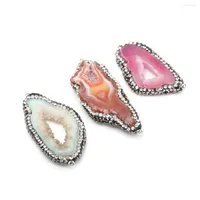 Charms Natural Stone Slice Agates Pendants With Crystal Necklace Pendant For Jewelry Making DIY Necklaces Accessorie 20x50mm-20x40mm
