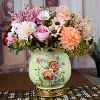 Decorative Flowers Artificial Flower Hybrid Vivid Anti-fade Home Decoration Silk Fake Rose Bouquet Pography Prop For Wedding
